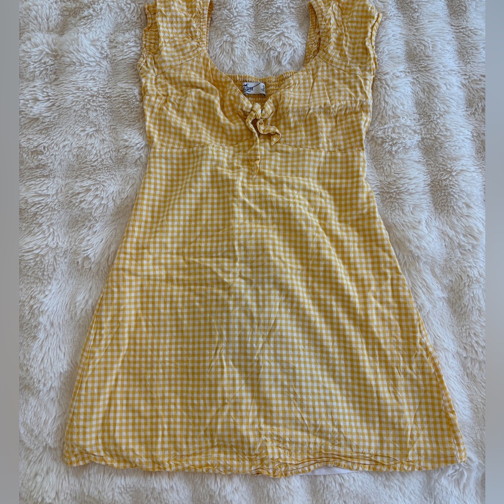 Hollister Yellow Checkered Print Dress Size S